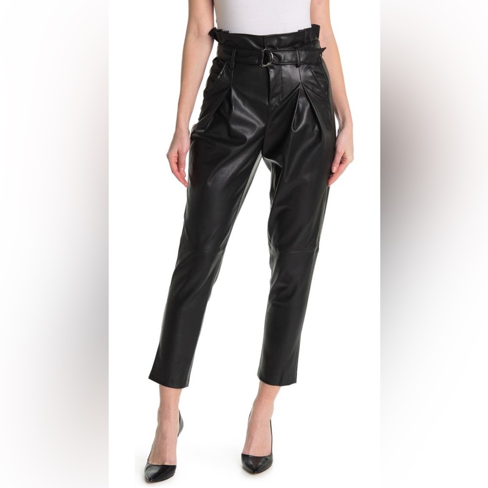 BLANKNYC Vegan Leather Belted Paperbag Waist Pants